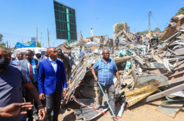 File image of Kiambu Governor Kimani Wamatangi's demolished business.